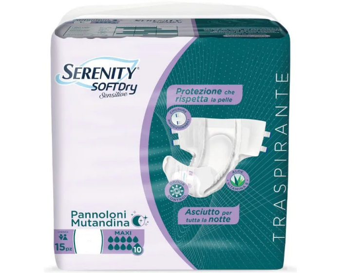 Pannolone Per Incontinenza A Mutandina Serenity Soft Dry+ Aloe Medium  Maxicomfort 12 Pezzi Farmability